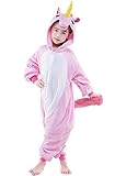 KiKa Monkey Kinder Einhorn-Karikatur-Flanell-Tierneuheit-Kostüme Cosplay Pyjamas (Größe 125: 135-144cm, Rosa)