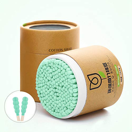 Preisvergleich Produktbild QJHP Natürlicher Bambus Wattestäbchen Multifunktion 100% Reine Baumwolle Sicher Hygienisch Chemikalien Frei Doppelt Geleitet Für Empfindliche Haut,Green3pcs