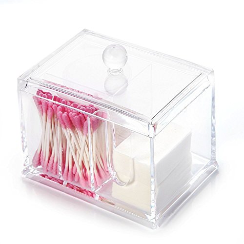Boxalls Klar Acrylic Makeup Cotton Organizer Wattestäbchen Aufbewahrungskiste Jewelry Schmuck Box Baumwoll Organisator - 5