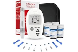 sinocare Glucómetro, Medidora Glucosa en Sangre,100 Tiras Dispositivo de Punción, Resultado Exacto - mg/dL (Safe Accu)