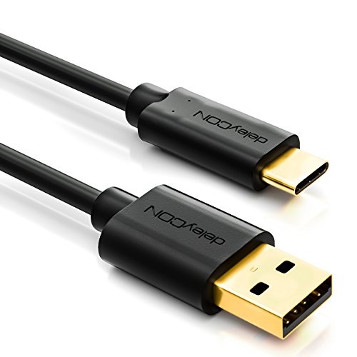 deleyCON 2m USB Kabel / Stecker Typ 3.1 / C auf A / USB 2.0 Speed / Ladekabel Datenkabel / für z.B. Smartphone / PC / Notebook / Ladegerät – Schwarz - 2
