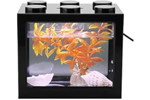 PSSOPP Aquarium Fish Tank Decorative Mini USB LED Light Lamp Desktop for Box Office Tea Table Decor(Black)