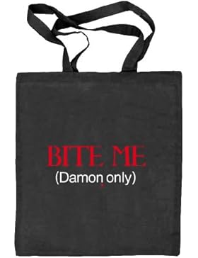 Shirtstreet24, BITE ME (Damon Only), Vampir Vampire Stoffbeutel Jute Tasche (ONE SIZE)
