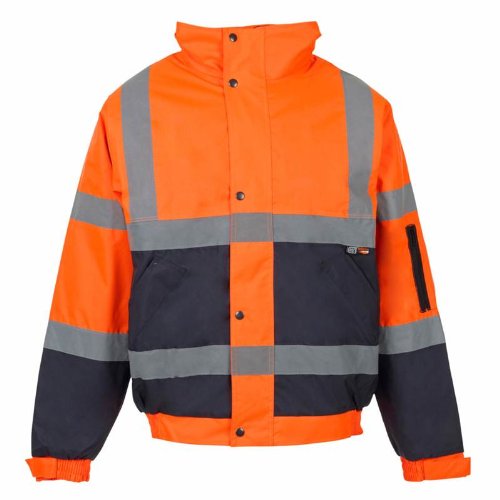 SupertouchSupertouch 35585 HI-VIS 2-Tone Bomber Jacket - Orange/Navy Blue