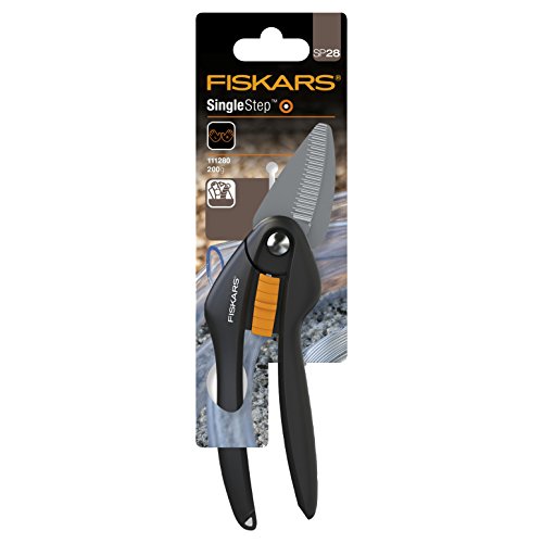 Fiskars Universal-Gartenschere, Länge 20,8 cm, Hochwertige Stahl-Klingen, Schwarz/Orange, SingleStep, SP28, 1000571 - 5