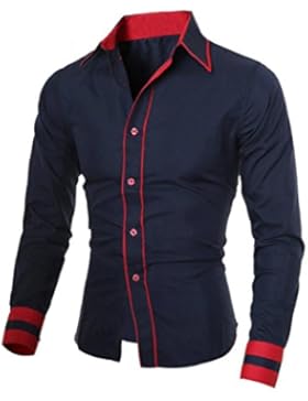Herren Hemd,Sannysis Männer Casual Langarmshirt Top Bluse (M, Marine)