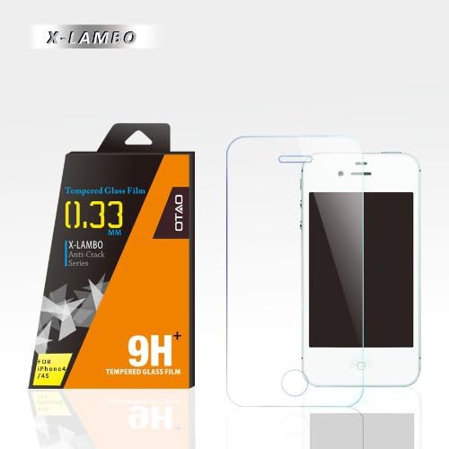 OTAO Ultra Edition Premium Tempered Glass Screen Protector for iPhone 4 4s 0.33ml X Lambo Highest Level Protection Clear Transparent Tempered Glass Screen Protector 9H Pro Japanese Asahi Glass