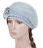 TOPSUNG Women Girls Snow Winter Warm Skull Cap Slouchy Beanie Knitting Wool Chemo Hat Grey