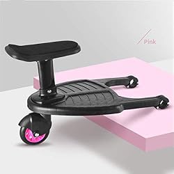 Manyo Marche Pied pour Poussette, Mini Buggy Board Roue à 360 ° Planche Poussette Pédale Pliable (Rose)