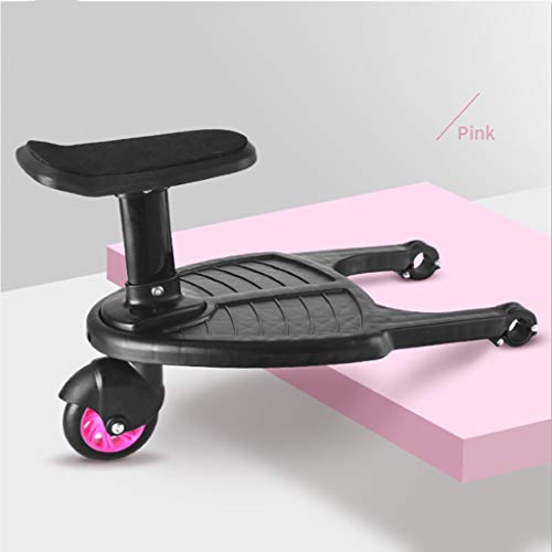 Manyo Marche Pied pour Poussette, Mini Buggy Board Roue à 360 ° Planche Poussette Pédale Pliable (Rose)