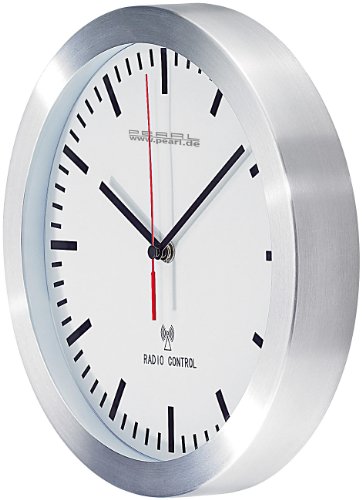PEARL Elegante Funk-Wanduhr im Alugehäuse - 3