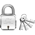 Godrej Locks I Square 6 levers 50mm I Padlock for Main Door I Gate Lock I Lock for Tool Box, Shutters, Shops & Offices I Corrosion Resistant Shackle I Silver Finish (Pack of 5) | 1 Year Warranty