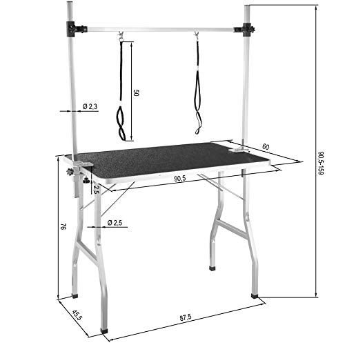 TecTake-Table-de-Toilettage-Pliante-avec-Double-Sangle-et-Surface-de-Travail-Antidrapante-402893