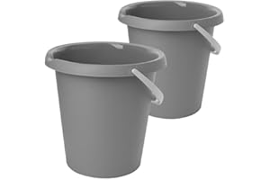 2friends Wiadro model Classic, zestaw 2 wiaderek do czyszczenia, 10 l, wytrzymałe tworzywo sztuczne, kolor: jasnoszary, trwały i uniwersalny, z uchwytem do noszenia, wyprodukowano w UE