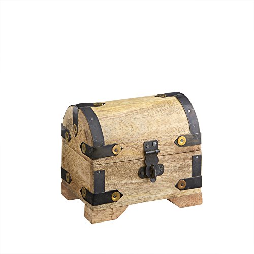 Kleine Holztruhe (Holzkiste) als Schatztruhe, Schmuckkästchen oder Spardose – helles Holz – 10 cm x 7 cm x 8,5 cm - 6
