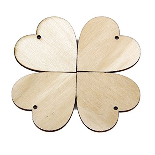 ROSENICE 25 Stück Deko Herzen Holz Hochzeit Dekoration Geschenkanhänger 40mm
