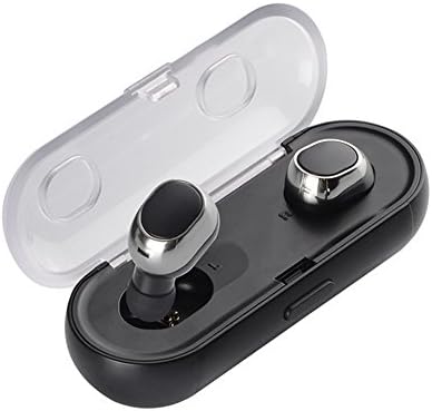 Mini Bluetooth Earpiece Hifi Sound Noise Cancelling True Wireless Earphones V4.2 Stereo Build-in Mic Headphones with Charging Box Apt-X Support for Iphone Samsung Android Black Silver