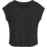 TIMSHEL Kadın Omuz Pileli T-Shirt,%100 Pamuk, Yuvarlak Yaka
