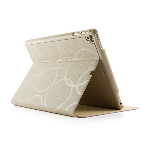 iPad Air Hülle, Deenor Colour Series Premium PU Leder Ultra Slim Light Weight Auto aufwachen / Schlaf Funktion Schutzhülle Hülle für Apple iPad Air iPad 5. (Golden circles) - 4