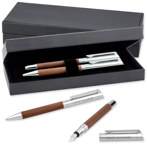 Senator Schreibset TIZIO 6252 Nussbaumholz Kugelschreiber Füller mit persönlicher Gravur und Geschenk-Etui