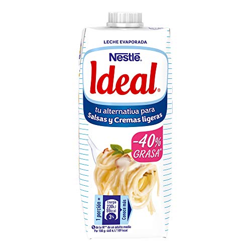 Nestlé Ideal Leche evaporada semidesnatada - Caja de leche evaporada 500 ml (525 gr)