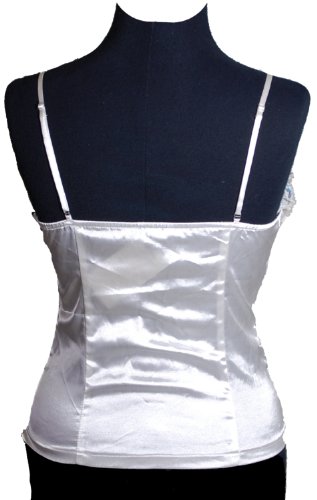 Sexy Satin Corset Style Bustier With Padded Front So No Bra Needed For Support, Lace-Up Front With Floral Insert, Adjustable Straps For A Perfect Fit.Great With Jeans. From Niche Collections