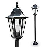 MATERIAL: Die Pollerleuchte für den Garten ist aus hochwertigem und langlebigem Aluminium hergestellt. Ihre Wetterfestigkeit wird durch die IP44-Zertifizierung ausgezeichnet. Die Einsätze im Lampenschirm bestehen aus transparentem Glas.