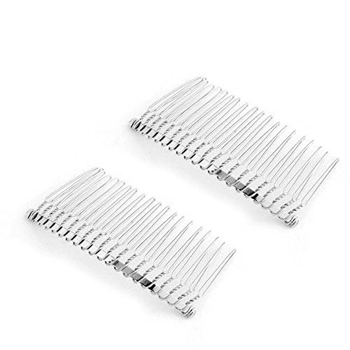 SODIAL(R) 2X Metall Einsteckkamm Haarkamm Haarkamme Silber Farbe