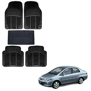 Autokaar Rubber Car Foot Mat for Honda City Zx (Set of 5, Black)