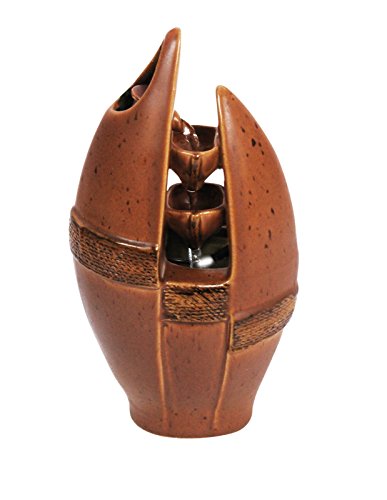 Zimmerbrunnen mit Vase und LED Beleuchtung braun