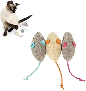 Pets Empire 3 Pieces of Catnip cat Toy Plush Mouse cat Toy Lifelike Fat cat Plush Simulation Realistic Mouse Toy ( Color May Vary )