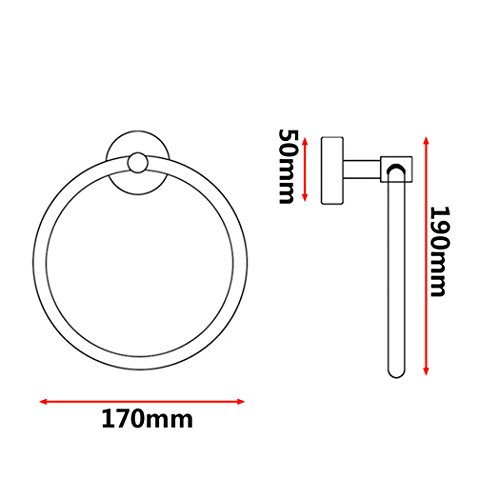 Handtuchring Edelstahl PHOEWON Modern Handtuchringe Wand Handtuchring Bad Ohne Bohren Runder Handtuchhalter, Haken FüR Badezimmer / KüChe / Handtuch – Gebürstetes Finish - 2