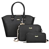 Handtasche,Coofit 3 Teiliges Damen Handtaschenset Vintage PU...
