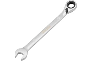 DAKCOS Reversibili chiave combinata a cricchetto 10 mm - chiave combinata metrica a cricchetto in CR-V con finitura cromata opaca