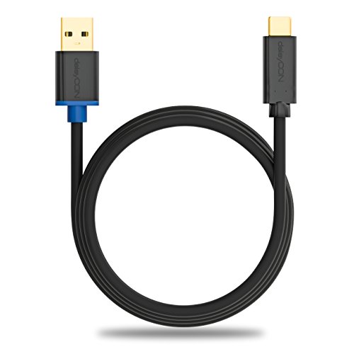 deleyCON 1,5m USB Kabel / Stecker Typ 3.1 / C auf A / USB 3.0 Speed 5 Gbit/s / Ladekabel Datenkabel / für z.B. Smartphone / PC / Notebook / Ladegerät – Schwarz - 4
