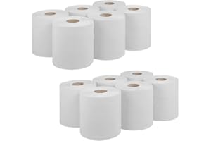Bargain Factory 12 x Premium Quality 2-Ply White Centrefeed Paper Hand Towel Rolls, Pack of 12 Tissue Rolls