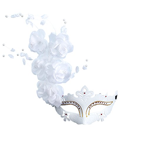 Preisvergleich Produktbild LUOEM Maske Maskenball Venedig große Blume Damen (weiß)