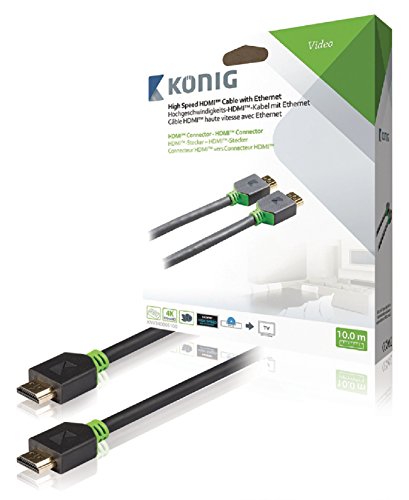 König KNV34000E100 Hochgeschwindigkeits-HDMI-Kabel mit Ethernet, 10,0m grau