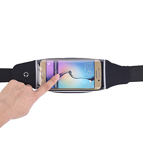 Marsupio Running, Alfort Cintura Corsa / Marsupio Sportivo per Run / Escursionismo / Bicicletta / Viaggi per Samsung Galaxy A5 2017 / A3 2017 / S7 / S7 Edge, iPhone 8 / 7 / 6S / 6, Huawei, Sony Perfetta Connessione Cuffie ( 5,7 inch Nero )