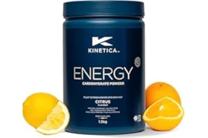 Kinetica Sports Energy Powder - Citrus Flavour | 41g Carbs/Serve, 30 Servings/1.5Kg | 3:1 Glucose to Fructose Ratio | High in Vitamin B1, B5, B6, B7, B12 | Instant Energy Carbohydrate Drink