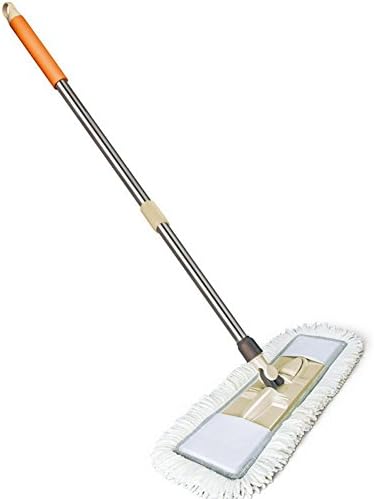 JiaYue Floor Cleaning Tool Superfine Fiber Stainless Steel Handle Mop Large Area Splint Telescopic Can be Rotated Size 128 * 50 * 20CM, gray