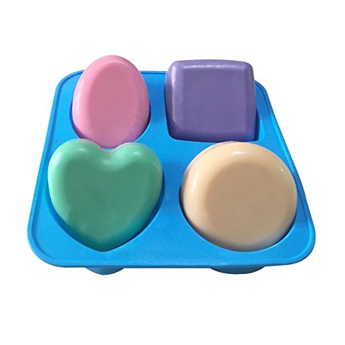 Allforhome 4 Cavities Heart Square Round Oval,Silicone Cake Baking Mold,Cake Pan,muffin cups,Handmade Soap Molds,Biscuit Chocolate mold, Ice Cube Tray DIY mold - 2