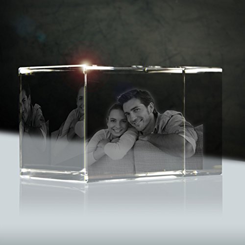 Kristallportait (3D) | Quader 80mm | 1 bis 2 Personen oder Tiere zB als Geschenk zum Jahrestag