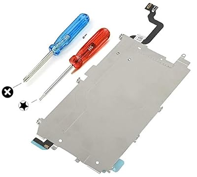 MMOBIEL Plaque Arrière écran LCD Noir en métal avec bouclier thermique, button Home pré-installé et câble nappe "Flex" pour Iphone 6 + Kit Outils - MMOBIEL