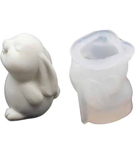 MONCAP 5pz Stampo in Silicone Coniglio di Pasqua Stampo in Silicone 3D per Coniglietto Stampi per Candele in Silicone Stampo in Silicone 3D Coniglietto Pasquale-per Colata Sapone Candela Resina