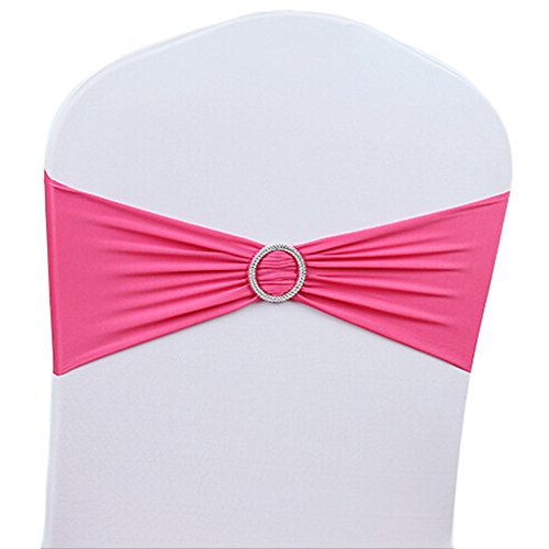 50 PCS Stretch Wedding Chair Cover Band With Buckle Slider Sashes Bow Decorations