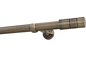 Sento 25mm Metall Gardinenstange Vorhangstange 1-läufig Messing Antik Classic 320 cm (2x160cm) ILUSION