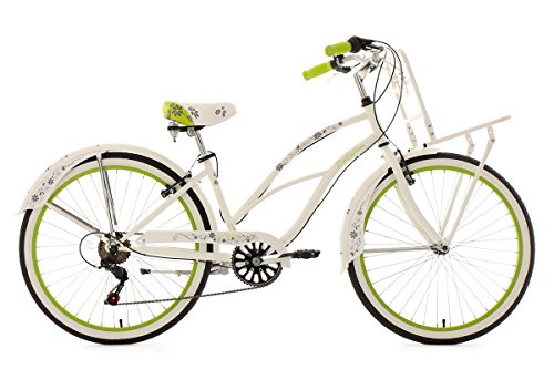 KS Cycling Damen Fahrrad Beachcruiser Cargo Bellefleur, weiß-grün, 26, 753B