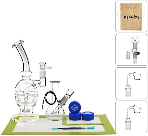 REANICE SUPER Bongs 14.5mm cheap bubbler Height 26cm +Mini bong +Non-Stick Silicone dab Wax+Oil Wax Carving Tools+Non-stick Silicone Mat+Glass Bowls and Ash Catcher Bowls