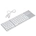 Produktbild KKmoon Mini Drahtlose Faltbar Tastatur, Tragbar Ultra Slim Dünn Bluetooth Wireless Keyboard mit Touchpad für iPhone 6s / iPad Pro / MacBook Handy Tablette PC (Silber)